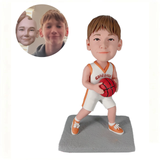 Basketball boy, holding basketball, custom head doll