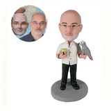 Leisure life, holding a pigeon, custom doll head