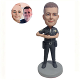 Customized male police head doll with pistol in hand