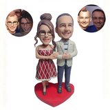 Plaid skirt, white suit, double head custom doll